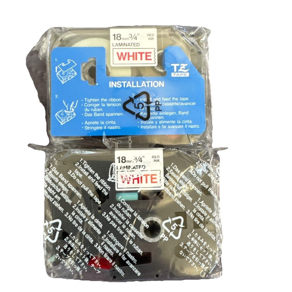 2 Brother P-Touch Compatible TZ-242 3/4" (18mm) Red on White Tape - NEW Sealed